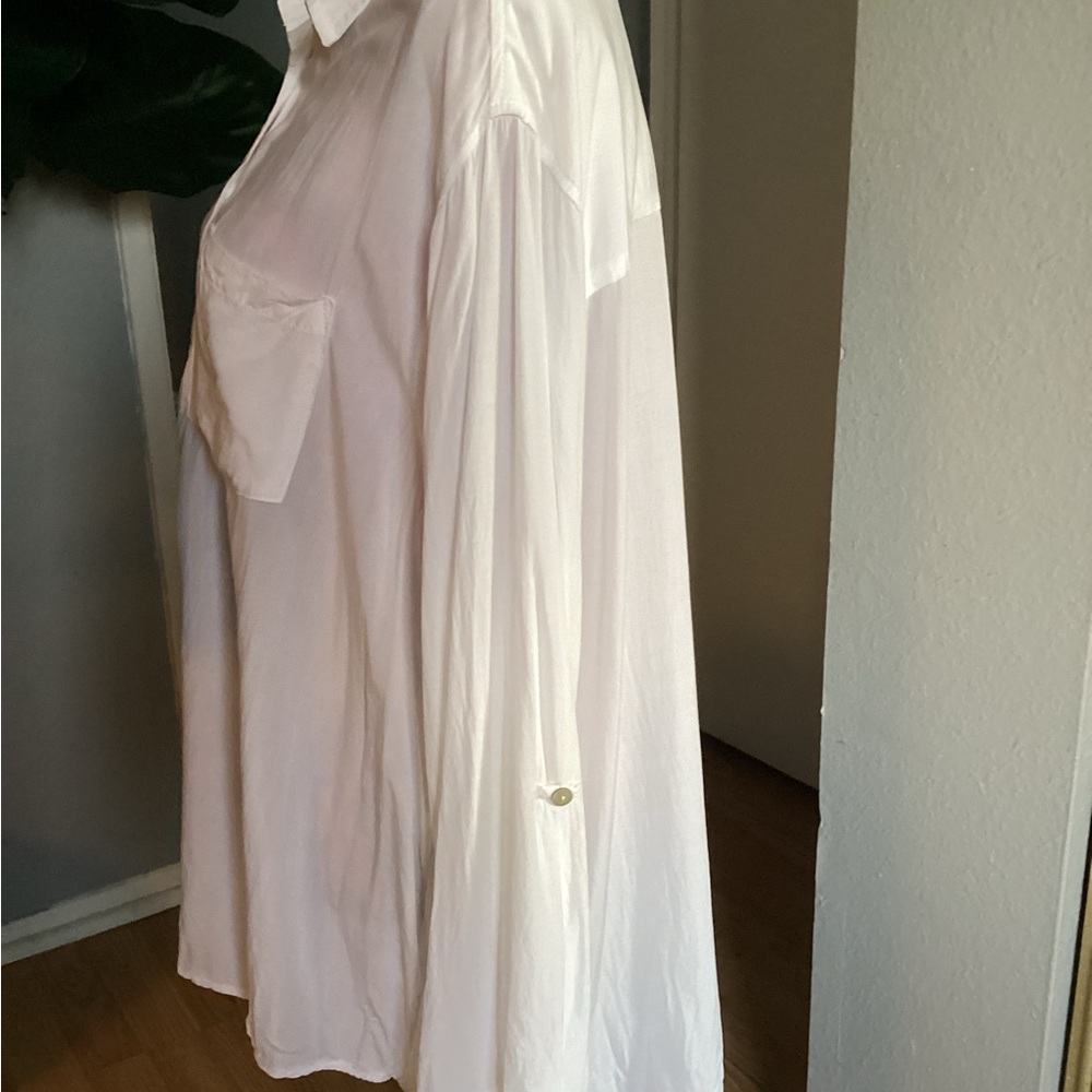 White Button-Down Long Shirt 3X - Picture 5 of 9